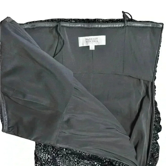 Badgley Mischka Black Crushed Velvet Grown Strapless Size 4 - Picture 5 of 9